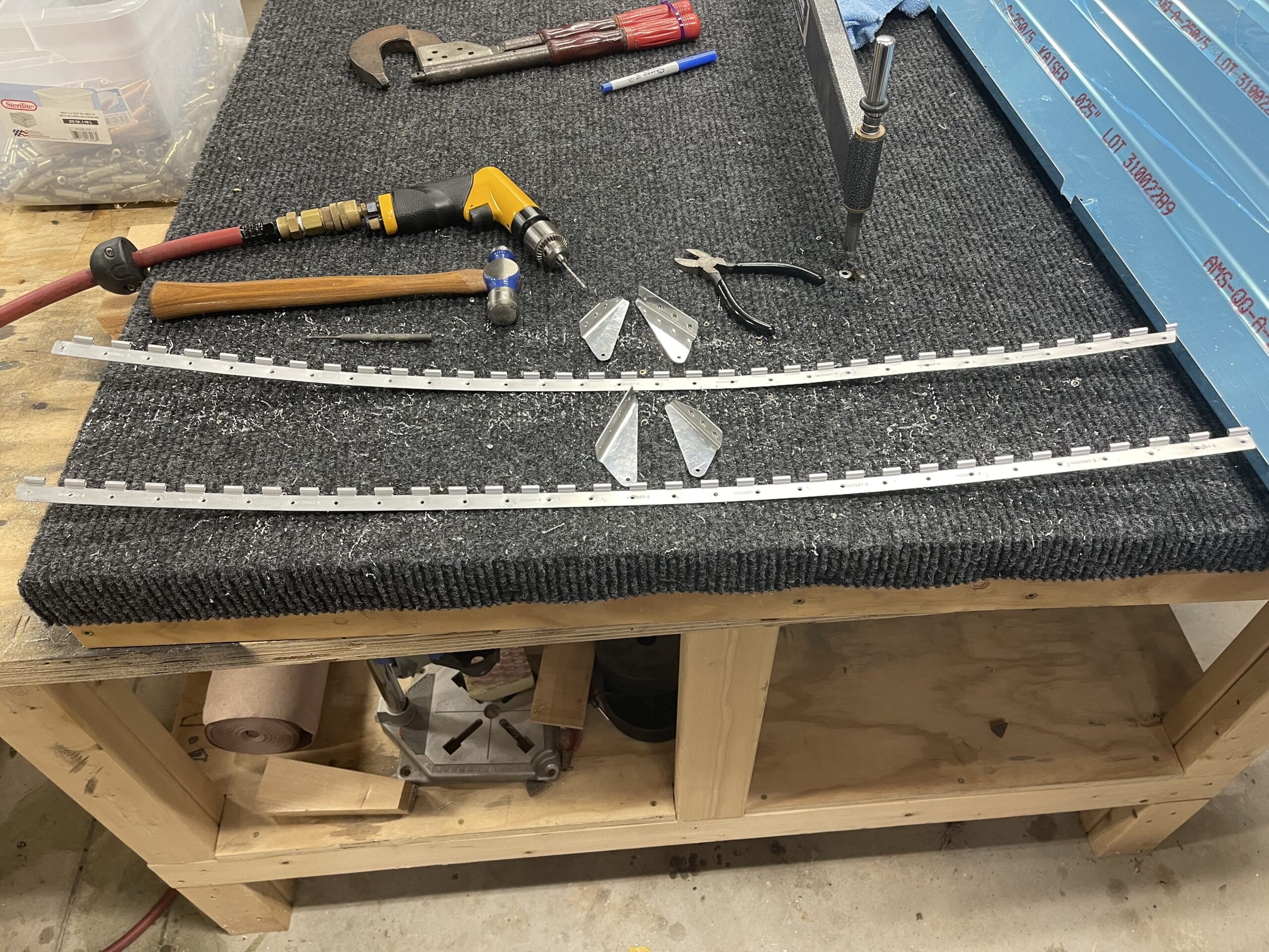 Redoing Elevator Trim Tabs – Drilling Rivets Out