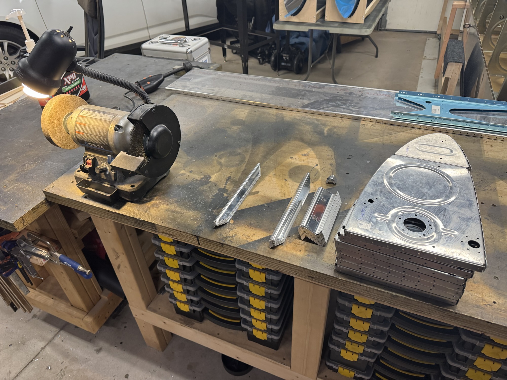 Tank Ribs Straightened and Zee Brackets and Stiffeners Separated and Deburring Started