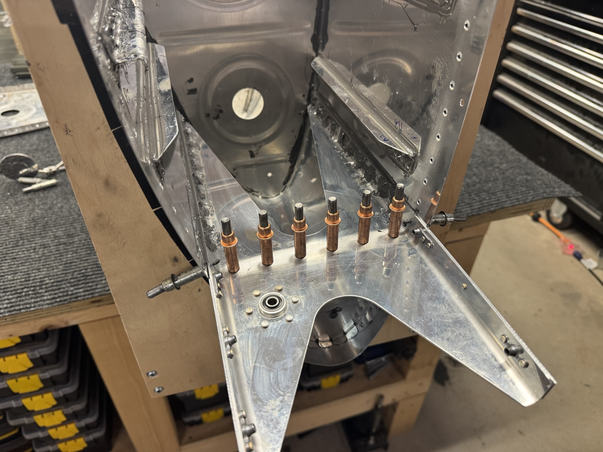 Left Tank J Stiffener and Both Forward Brackets Done