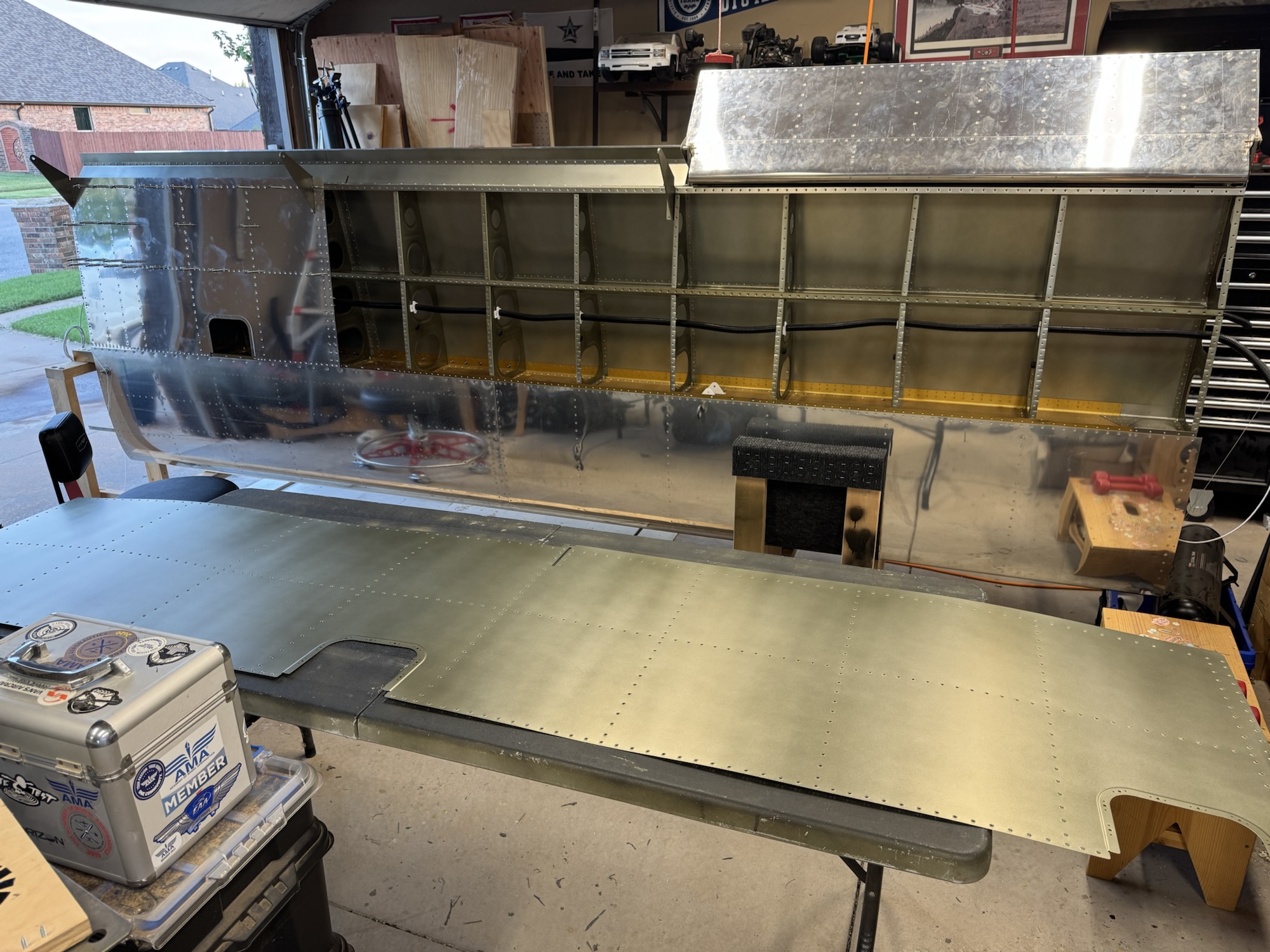 Right Wing Skins Drilled, Deburred, Dimpled and Primed