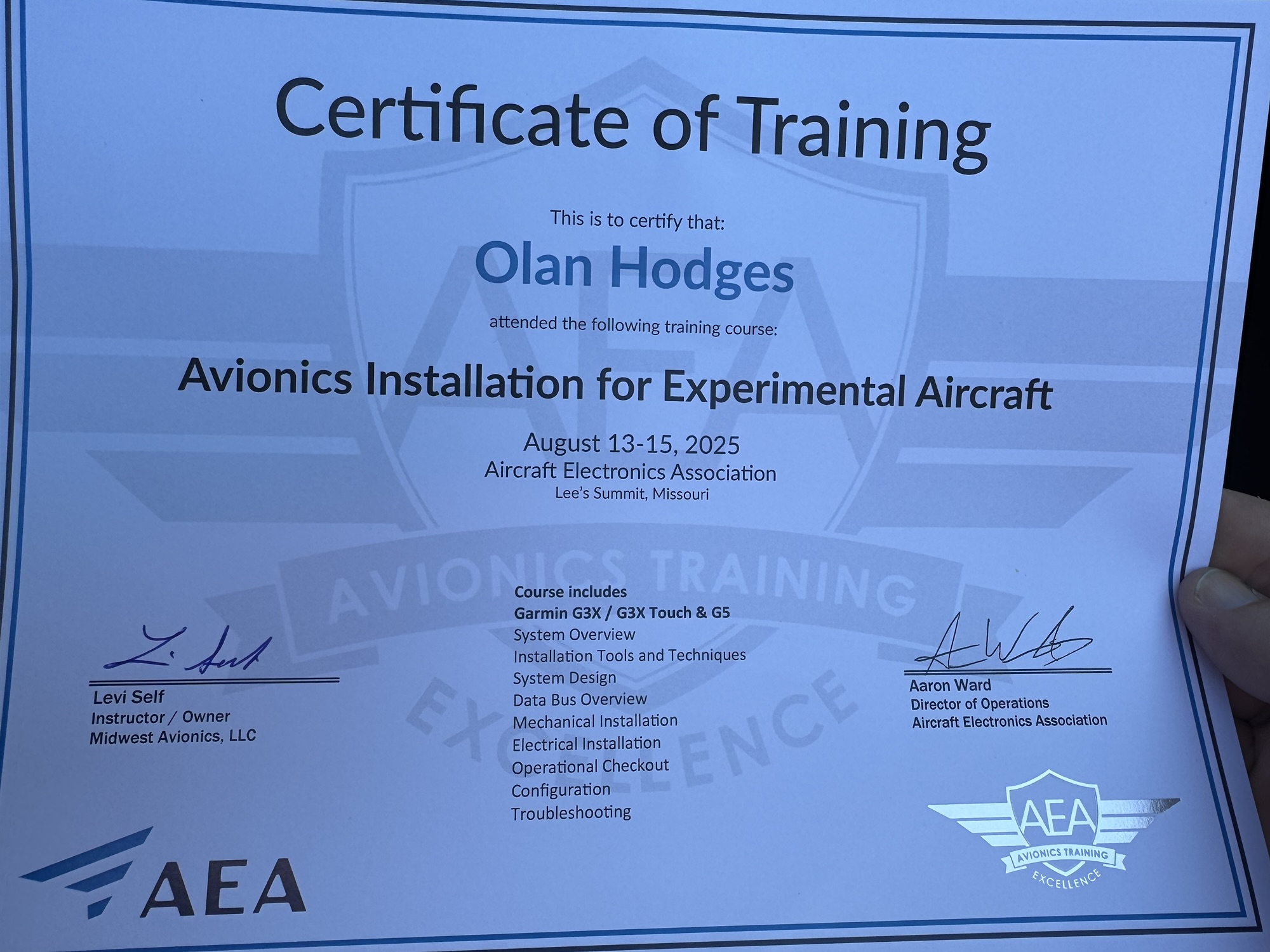 Aircraft Electronics Association – Experimental Avionics Class Day 3